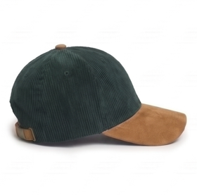 Unisex <b>Corduroy</b> Baseball Cap Dark Green Tan Visor Casual Spring Autumn Adult - Product Image 3