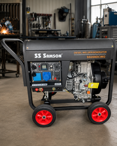 DF Open Frame Diesel Generator Air Cooled Portable Power Unit Red Wheels - Product Image 1