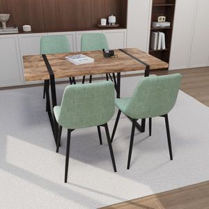55\" Modern Dining Table & 4 Piece Chair Set MDF Dark Wood with Rectangular Metal Medieval Wooden Kitchen Dining for Restaurants - Product Image 2