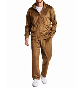 Men Velvet Tracksuit Full Zip <b>Jacket</b> And Jogger Pants Solid Color Casual Two Piece Set Autumn Wear <b>White</b> Shoes Match - Product Image 6