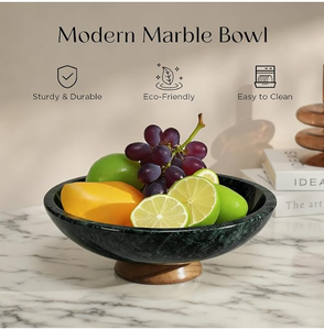 Moderna Tazón de Mármol Verde para Servir - Tazón Decorativo Multifuncional para Cocina y Comedor, Ideal para Celebraciones de Diwali y Ramadán, Época de Piedra - Product Image 2