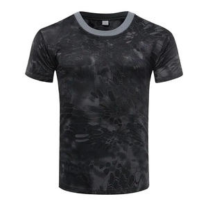 เสื้อยืดกีฬาผ้าคอตตอนผสมสแปนเด็กซ์พิมพ์ลายพรางแบบแห้งเร็วสำหรับผู้ชาย รับผลิตโลโก้ตามสั่ง ขายส่ง - Product Image 4