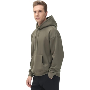 Sweat-shirt à capuche en polaire, couleur unie, coupe décontractée, pour l'automne, 100% coton, respirant, avec poche - Product Image 4