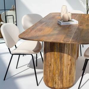Table à manger ronde en bois longue Vandana Zentrix Stellar avec pieds ronds, design contemporain fait main et massif - Product Image 2
