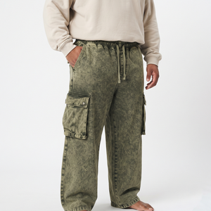 Pantalon cargo délavé pour homme 2026 – Jogger en coton coupe oversize, décontracté, multi-poches, style streetwear - Product Image 3