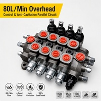 Vanne de commande hydraulique sectionnelle 80L-Min à 4 bobines, anti-cavitation, circuit parallèle pour engins de génie civil