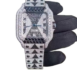 Hip Hop Classique En Acier Inoxydable Moissanite Diamant Montre Étanche Quartz Personnalisé Noir Blanc De Luxe Mode Pour Hommes - Product Image 1