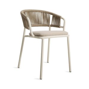 Silla de Comedor Moderna Tapizada y Tejida con Estructura Metálica, Silla de Comedor de Lujo para Restaurante, Cafetería, Muebles Contemporáneos - Product Image 1