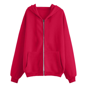 Hooded tracksuit for women White and Navy Blue Tracksuit Set Full Length Loose Fit Casual Solid Color Polyester Cotton - Product Image 1
