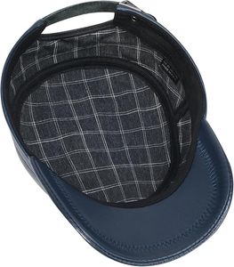 Unisex PU Leather <b>Flat</b> Cap Solid Color Casual Fitted <b>Hat</b> for Adults 56-58CM Multi-Panel Design - Product Image 4