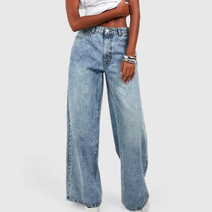 Nouveauté, service OEM, jeans baggy sur mesure de haute qualité pour femmes, jeans en denim baggy surdimensionnés, taille plus, en coton pour femmes - Product Image 1