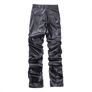 กางเกงฮาเร็มเคลือบ PU สีดำสำหรับผู้ชายเอวยางยืดสไตล์สตรีทสไตล์ฤดูใบไม้ร่วง - Product Image 4
