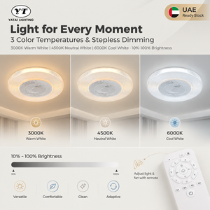 Ventilateur de plafond encastré LED moderne en fer 114W avec télécommande, variateur d'intensité, trois températures de couleur, six vitesses - Product Image 2