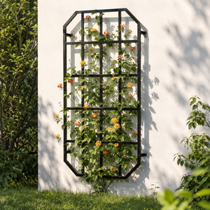 Panel de Rejilla Metálica Negra para Pared, Soporte para Plantas Trepadoras de Exterior, Marco de Cerca para Jardín con Soportes de Montaje, Decoración para Patio - Product Image 6