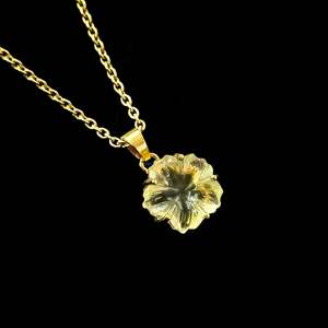 Colgante de cuarzo limón natural con forma de flor, collar de piedras preciosas de cristal tallado para mujer, regalo de cumpleaños, joyería de moda al por mayor - Product Image 6