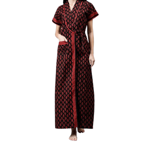 Abrigos de Casa estampados de algodón de verano para mujer con cierre de mosca de botón ligero y transpirable - Product Image 1