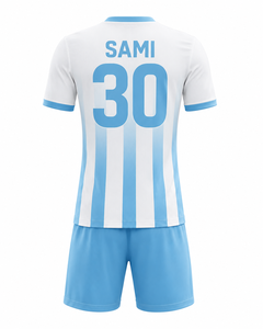 Unisex Soccer Jersey Set <b>White</b> <b>Blue</b> Solid Short Sleeve Moisture Wicking Uniform Adult Regular Fit Custom Team Wear 100% - Product Image 3