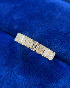 14K Gold Emerald Cut Lab Diamond Band Eternity Wedding Ring Stackable Engagement Minimalist Luxury <b>Bridal</b> Jewelry Anniversary - Product Image 1