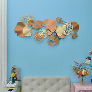 Décoration murale en métal, sculpture en fer abstraite en forme de feuille, design éventail, décoration intérieure moderne pour salon, chambre, hôtel. - Product Image 5