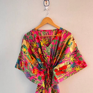 Nouvelle collection d'été, kaftan en coton imprimé à la main, robe de nuit pour femmes, kaftan en pur coton, kaftan imprimé indien - Product Image 1