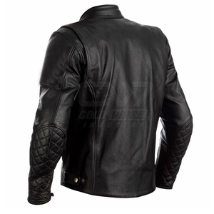 <b>Men's</b> Genuine Leather Motorcycle <b>Jacket</b> Stand Collar Zipper Closure Slim Fit Moto <b>Biker</b> Style Autumn Wear - Product Image 3