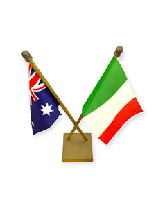 Ensemble de 2 drapeaux en nylon de luxe de qualité supérieure avec mât en laiton, imperméables et écologiques, emballage en boîte pour décoration de table - Product Image 3