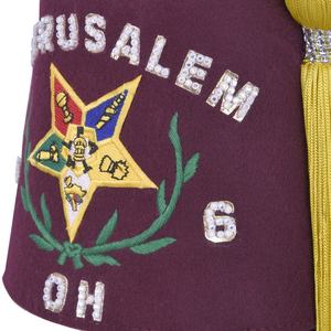 Gorro Fez Masónico de Fieltro/Terciopelo Duradero Blanco Puro y Bordado Dorado con Pedrería de 2 Hileras Como se Muestra en la Imagen Bajo MOQ OEM OES - Product Image 4