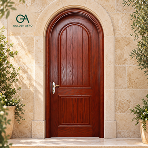 GA-27S Panneau de porte décoratif rustique en bois massif à dessus rond pour projets de boutiques et chambres OEM & ODM - Product Image 1