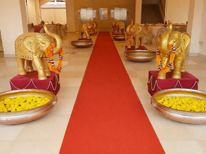 Decoración de Entrada para Banquete de Boda del Sur de la India, Ídolo Dorado de Ganesha, Estatua de Ganpati Vintage, Desmontable, de Fibra de Vidrio, Tamaño Personalizado - Product Image 4