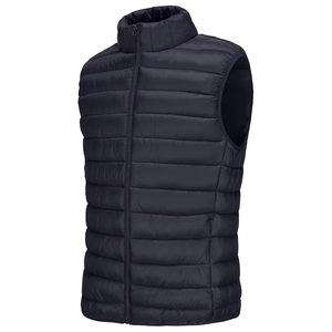 Men's Casual Stand Collar Zip Pockets <b>Vest</b> Jacket Lightweight Sleeveless Outerwear Full Zipper Solid Worsted Warm Streetwear - Product Image 2