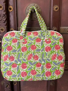 Handmade Fashion Quilted Cotton <b>Laptop</b> <b>Sleeve</b> with Shoulder Strap Zipper Closure Model 100 From Rajasthan for Shopping Documents - Product Image 3