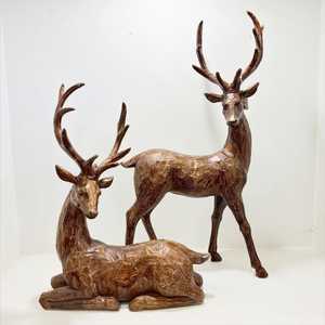 Golden Metal Reindeer Figurines Set 3 Modern High Quality Handicraft <b>Spring</b> Tabletop <b>Decor</b> Home Decoration - Product Image 2