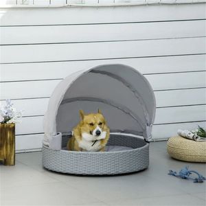 Cuccia per Cani Grigia con Tettoia Pieghevole, Divano Rialzato per Animali Domestici, Rivestimento Rimovibile e Lavabile per Uso Interno - Product Image 4