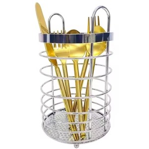 Luxury Golden Wire Double Modern Stainless Steel Eco-Friendly Multifunction Cutlery Holder Tableware Elegant <b>Kitchen</b> <b>caddy</b> - Product Image 4