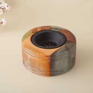 Brûleur d'encens en bois et résine époxy, design moderne, en bois d'acacia, fait main, pour la maison, cadeau de luxe pour le Ramadan - Product Image 4