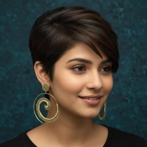 Gold Brass Spiral Hoop <b>Earrings</b> Tribal <b>Threader</b> Jewelry - Product Image 1