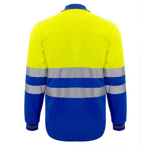 Polo à manches longues haute visibilité orange et vert citron avec bandes réfléchissantes pour le travail - Product Image 3