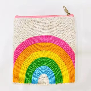 Monedero de cuentas de semillas hecho a mano de la India para monedas, maquillaje, tarjetas de crédito y tarjetas de regalo, para mujeres y niñas - Product Image 2