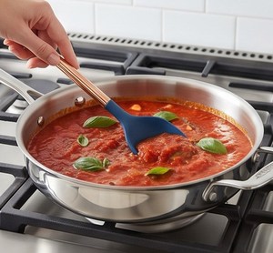 Juego de utensilios de cocina de silicona de estilo contemporáneo, 6 piezas, con mangos de acero inoxidable, herramientas de cocina azules - Product Image 2