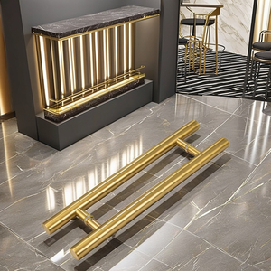 Poignée de porte en laiton plat 300 mm, durable, finition laquée en laiton satiné, personnalisable, emballage en carton - Product Image 1