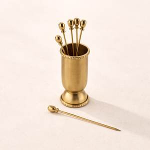Palillos de Cóctel Dorados con Soporte, Utensilios de Bar Metálicos Reutilizables, Accesorios para Cócteles, Cerveza y Bebidas, Herramientas para Bartender - Product Image 6