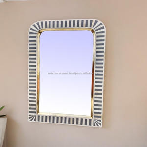 Espejo Rectangular Vintage con Incrustaciones de Hueso, Espejo Decorativo Tallado Artesanalmente - Product Image 2