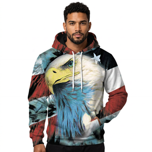 Sudadera con Capucha para Hombre con Estampado de Águila, Patrón de Bandera Americana, Sublimación 3D, Sudadera Informal de Corte Regular para Otoño - Product Image 3