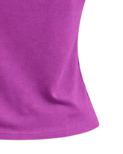 T-shirt femme violet orchidée, épaules dénudées, manches courtes, coupe ajustée, décontracté, été, coton doux, tee-shirt pour femme, fabricant OEM personnalisé - Product Image 6