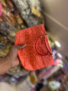 Bolsos de algodón bordados asequibles con cremallera Bolso de mano grande elegante Bolsas de trabajo con espejo bordado a mano multicolor - Product Image 6