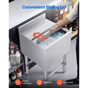 Contenitore per Ghiaccio in Acciaio Inox per Cucina Commerciale, Capacità Massima 49,4 Qt, Coperchio Scorrevole, 18 X 18 X 33 Pollici, Portabottiglie - Product Image 6