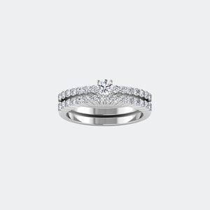 แหวนทรงกลม 0.80CTW - แถวประดับเพชรสองแถว - Product Image 2