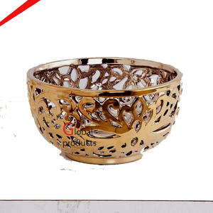 2026 High Grade Gold Plated Metal Octopus Base Glass Eco-Friendly Vintage <b>Large</b> <b>Serving</b> <b>Bowl</b> Hotel Rrestaurants Food, Fruit <b>Bowl</b> - Product Image 3