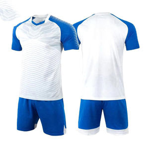 Ensemble de maillot de football pour homme, cyan bleu marine, blocs de couleur, col en V, manches courtes, respirant, uniforme d'entraînement - Product Image 4