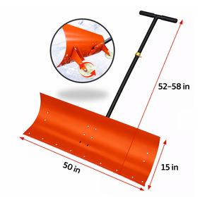 Pousse-neige robuste avec roues, manche réglable de 50 pouces, pelle à neige en acier, outil de déneigement commercial pour allée, ODGWTO003 - Product Image 6